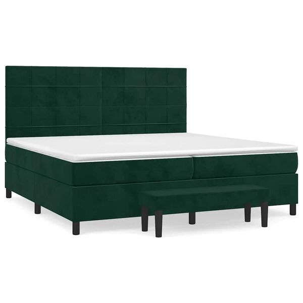 vidaXL Sommier &agrave; lattes de lit et matelas Vert fonc&eacute; 200x200cm Velours