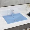 vidaXL Lavabo avec trou de robinet Bleu clair mat 60x46 cm C&eacute;ramique