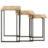 vidaXL Tables gigognes 3 pcs avec bord vivant bois de manguier massif