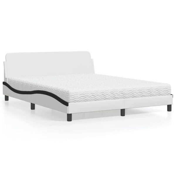 vidaXL Lit avec matelas Dover blanc et noir 160x200 cm similicuir