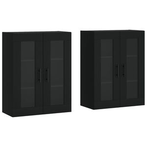 vidaXL Armoires murales 2 pcs noir bois d'ing&eacute;nierie