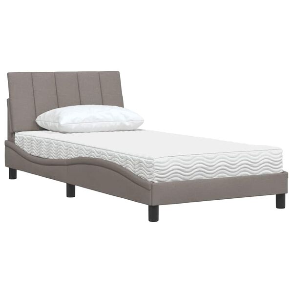 vidaXL Lit avec matelas Hanko taupe 100x200 cm tissu