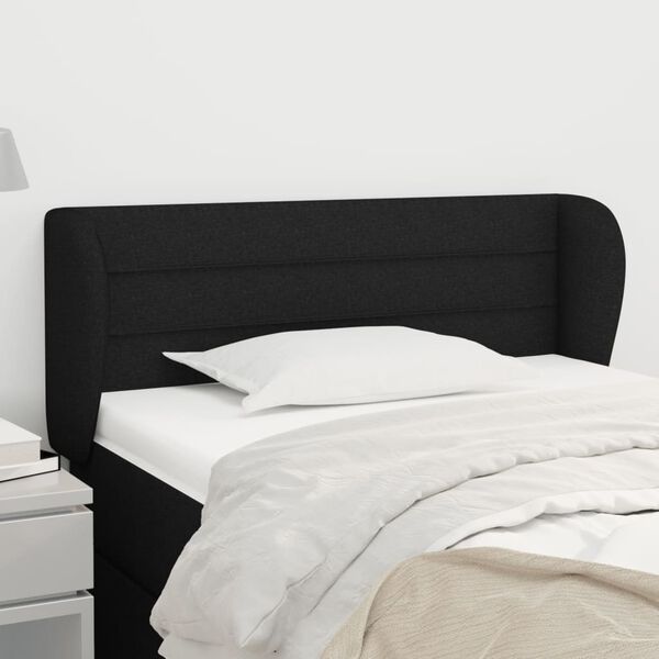 vidaXL T&ecirc;te de lit avec oreilles Noir 83x23x78/88 cm Tissu
