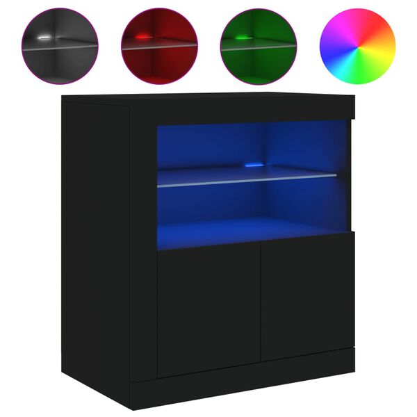 vidaXL Buffet avec lumières LED noir 60,5x37x67 cm
