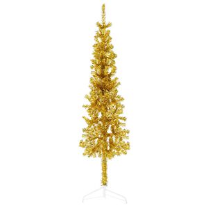 vidaXL Demi sapin de No&euml;l artificiel mince avec support Dor&eacute; 120 cm
