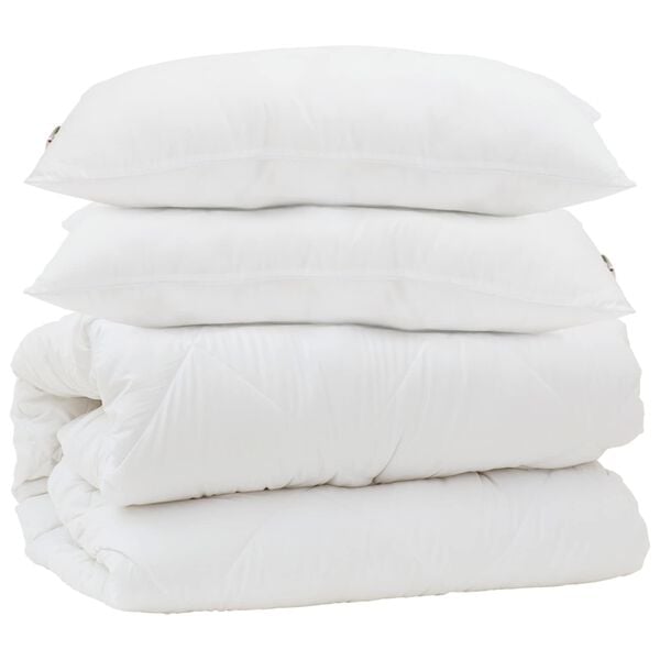 vidaXL Ensemble de Duvet 3 pcs Blanc Microfibre et Plumes D'oie