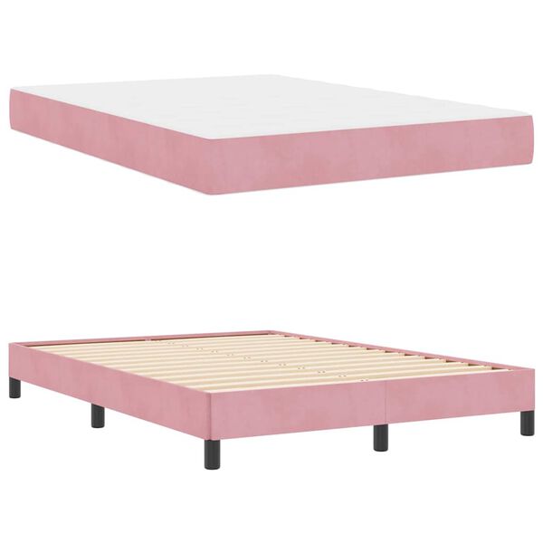 vidaXL Lit &agrave; ressorts avec matelas Rose 140 x 220 cm tissu