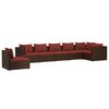 vidaXL Salon de jardin 7 pcs avec coussins R&eacute;sine tress&eacute;e Marron