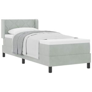 vidaXL Lit &agrave; ressorts avec matelas Gris clair 200 x 80 cm Velours