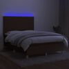 vidaXL Sommier &agrave; lattes de lit matelas et LED Marron fonc&eacute; 140x190 cm