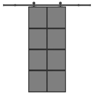 vidaXL Porte coulissante kit de quincaillerie tremp&eacute; verre aluminium