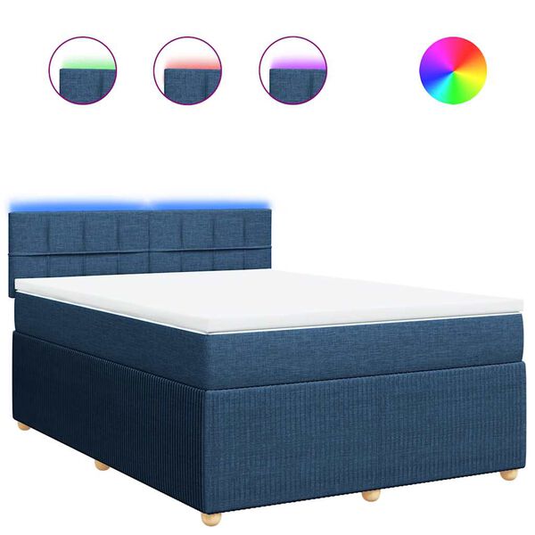 vidaXL Sommier &agrave; lattes de lit avec matelas Bleu 140x190 cm Tissu