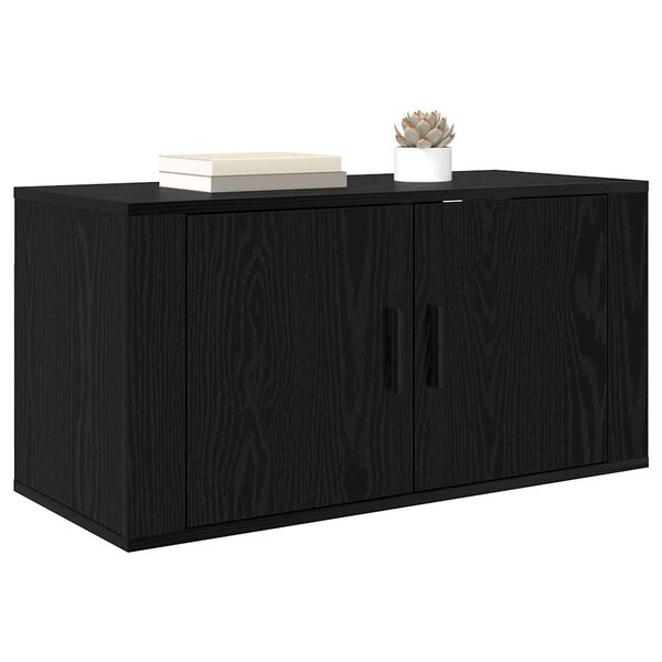 vidaXL Meuble TV mural Ch&ecirc;ne noir 80 x 34,5 x 40 cm Bois d'ing&eacute;nierie