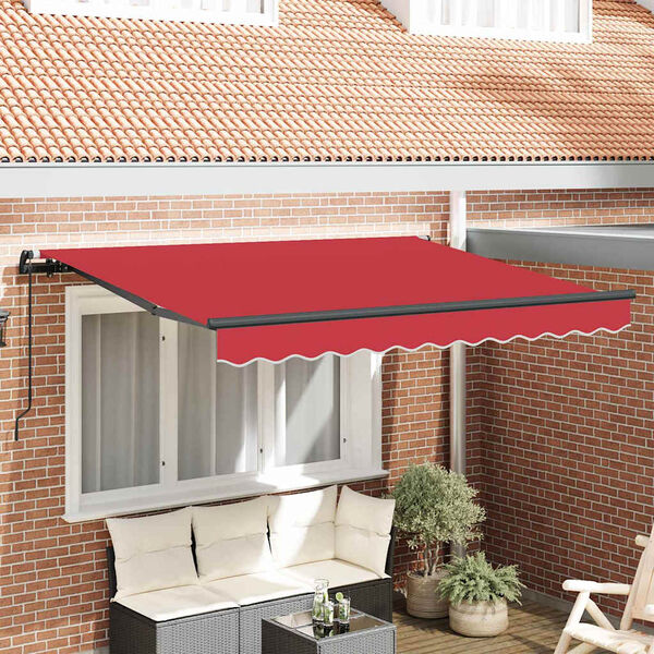 vidaXL Auvent R&eacute;tractable Rouge 250 x 200 cm tissu
