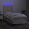 vidaXL Sommier &agrave; lattes de lit et matelas et LED Cr&egrave;me 90x200 cm Tissu