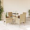 vidaXL Ensemble &agrave; manger de jardin et coussins 5 pcs beige rotin verre