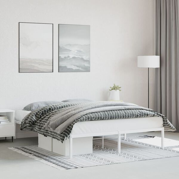 vidaXL Cadre de lit m&eacute;tal sans matelas blanc 150x200 cm