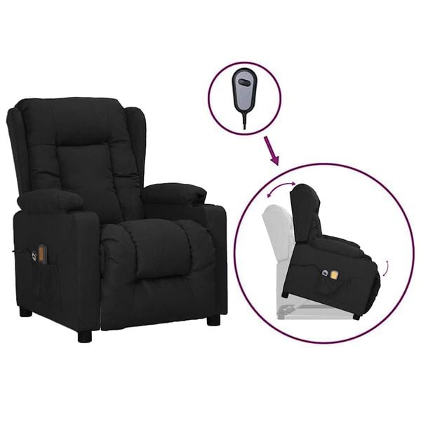vidaXL Fauteuil de massage Noir Tissu