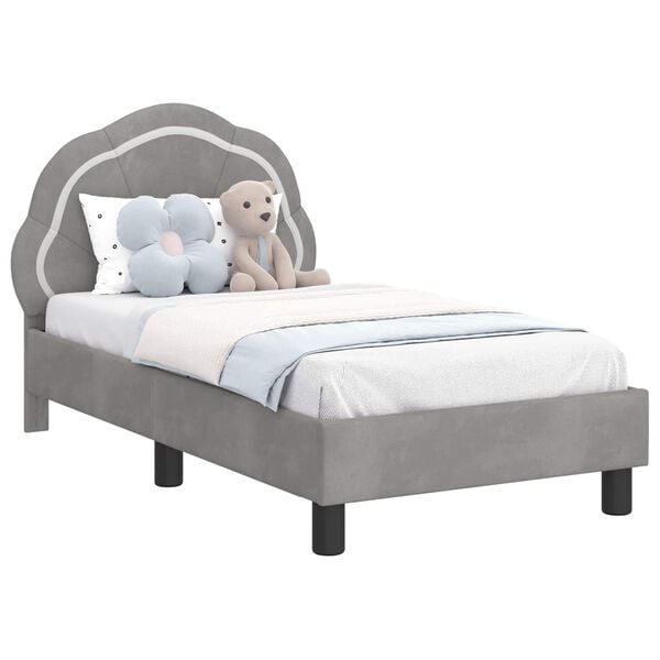 vidaXL Cadre de lit pour tout-petit avec tête de lit Gris clair
