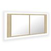 vidaXL Armoire &agrave; miroir &agrave; LED de bain Ch&ecirc;ne sonoma 100x12x45 Acrylique