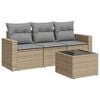 vidaXL Salon de jardin avec coussins 4 pcs beige r&eacute;sine tress&eacute;e