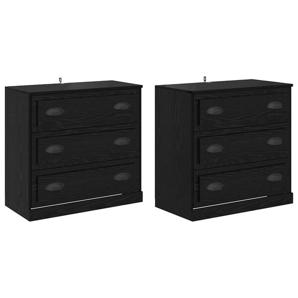vidaXL Buffets 2 pcs Ch&ecirc;ne noir 70 x 35,5 x 67,5 cm Bois d'ing&eacute;nierie
