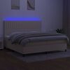 vidaXL Sommier &agrave; lattes de lit et matelas et LED Cr&egrave;me 200x200cm Tissu