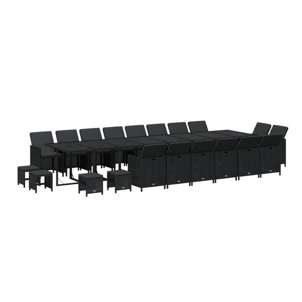 vidaXL Ensemble &agrave; manger de jardin 21pcs coussins noir r&eacute;sine tress&eacute;e