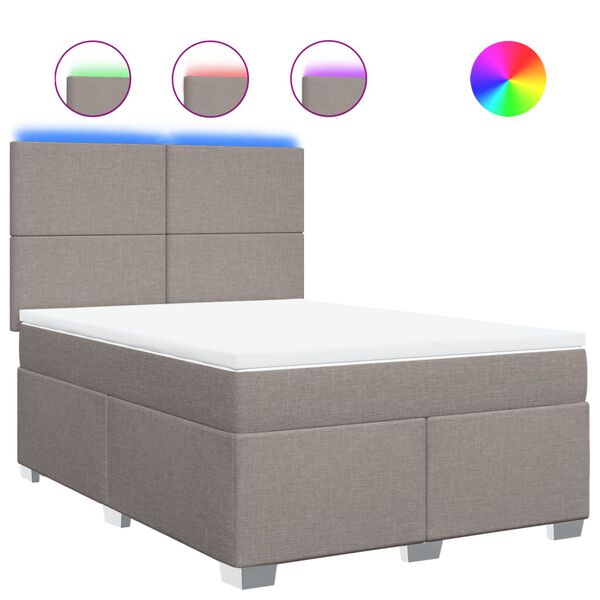 vidaXL Sommier &agrave; lattes de lit avec matelas Taupe 140x190 cm Tissu