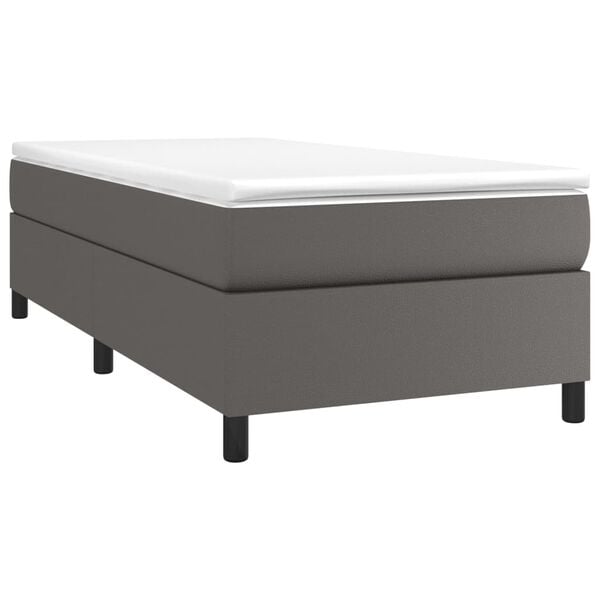 vidaXL Sommier &agrave; lattes de lit avec matelas Gris 90x190 cm Similicuir