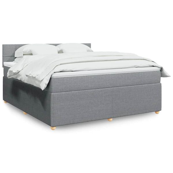 vidaXL Sommier &agrave; lattes de lit avec matelas Gris clair 180x200cm Tissu