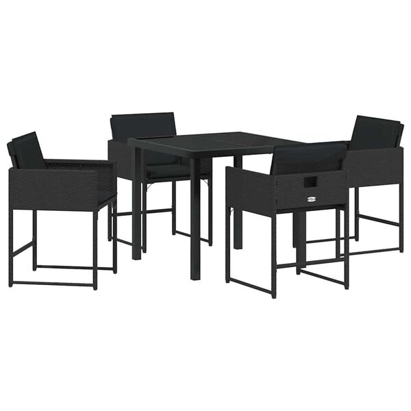 vidaXL Ensemble de salle &agrave; manger pour jardin 5 pcs Noir polyrotin