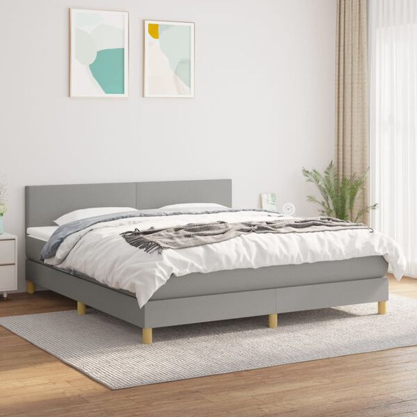 vidaXL Sommier &agrave; lattes de lit avec matelas Gris clair 180x200cm Tissu