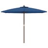 vidaXL Parasol de jardin avec m&acirc;t en bois bleu azur&eacute; 299x240 cm
