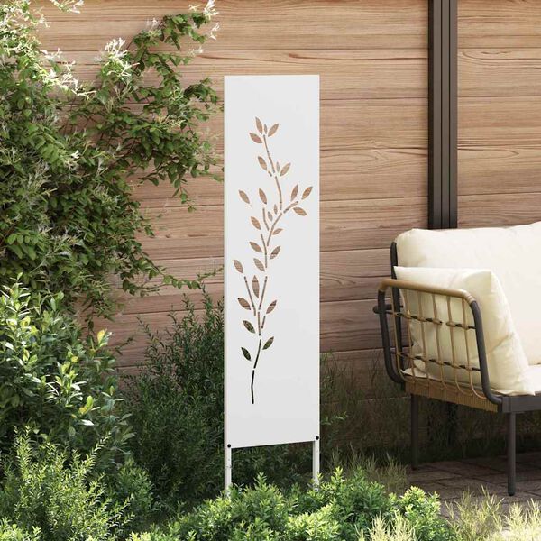 vidaXL Écran de confidentialité de jardin Floral Blanc 32 x 140 cm
