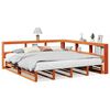 vidaXL Lit biblioth&egrave;que sans matelas cire marron 200x200 cm pin massif