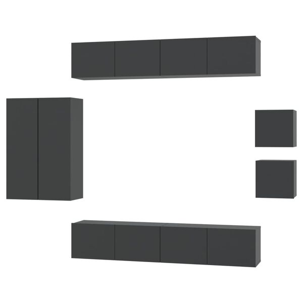 vidaXL Ensemble de meubles TV 8 pcs Noir Bois d'ing&eacute;nierie