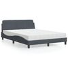 vidaXL Lit avec matelas Dover gris fonc&eacute; 120x200 cm velours