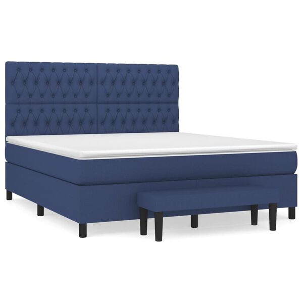 vidaXL Sommier &agrave; lattes de lit avec matelas Bleu 180x200 cm Tissu