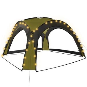 vidaXL Tente de r&eacute;ception avec LED et 4 parois 3,6x3,6x2,3 m Vert