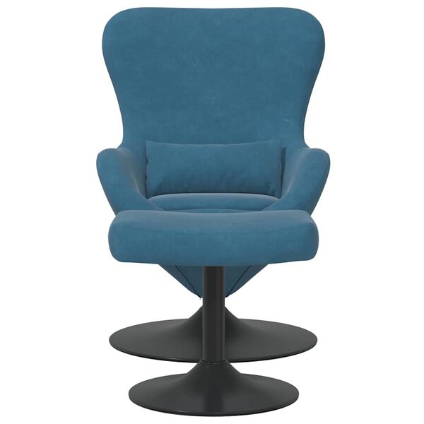 vidaXL Chaise &OElig;uf avec Pouf with Footstool Bleu Velours