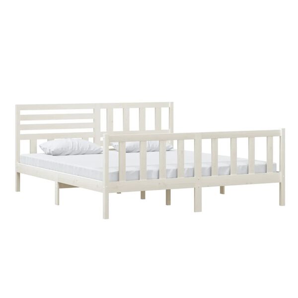 vidaXL Cadre de lit sans matelas blanc bois massif