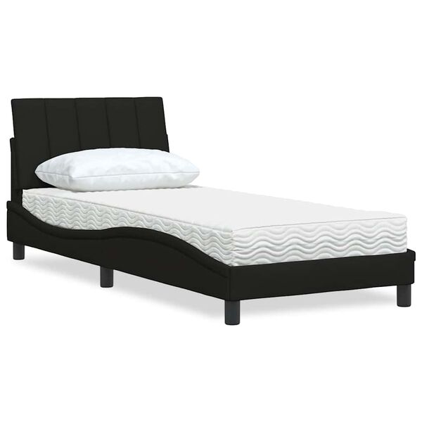 vidaXL Lit avec matelas Hanko noir 80x200 cm tissu