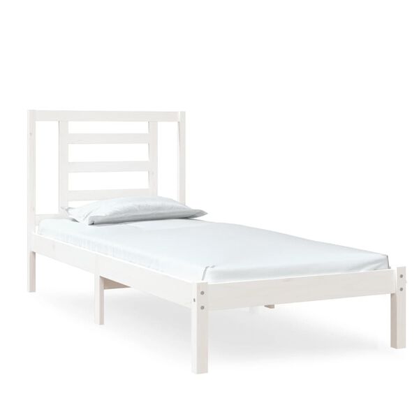 vidaXL Cadre de lit sans matelas blanc 75x190 cm bois massif
