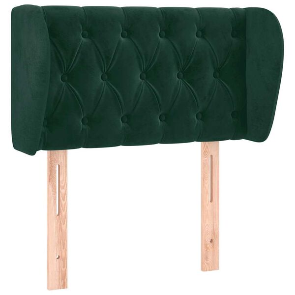 vidaXL T&ecirc;te de lit avec oreilles Vert fonc&eacute; 83x23x78/88 cm Velours