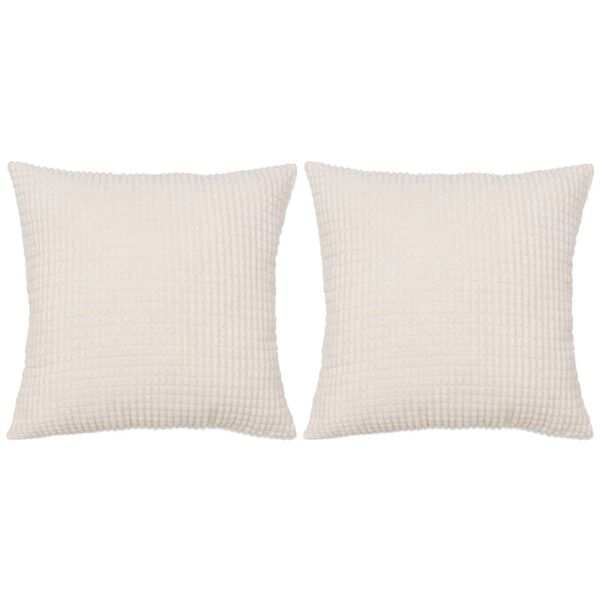 vidaXL Jeu de coussin lot de 2 Velours 45 x 45 cm Blanc cass&eacute;