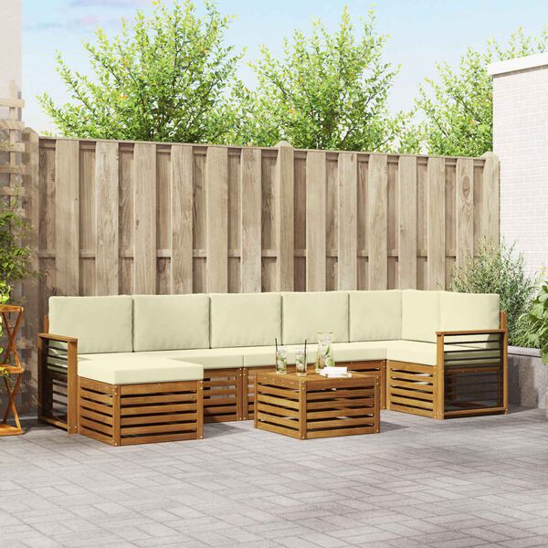 vidaXL Ensembles de canap&eacute;s avec coussin 8 pcs Naturel et Cr&egrave;me