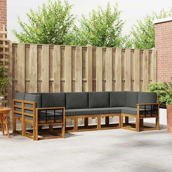 vidaXL Ensemble de canap&eacute;s d'ext&eacute;rieur 7 pcs Naturel et Anthracite