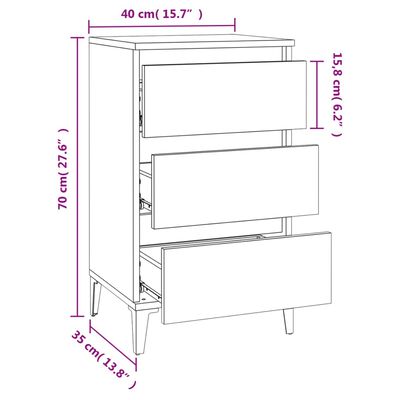vidaXL Table de chevet blanc 40x35x70 cm bois d’ingénierie