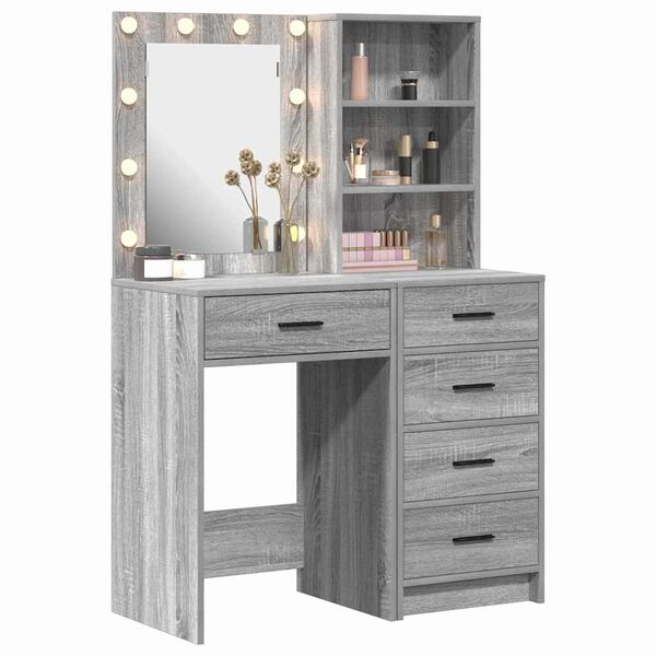 vidaXL Table de Toilette 2 pcs Gris 50 x 41 x 135 cm Bois d'ing&eacute;nierie